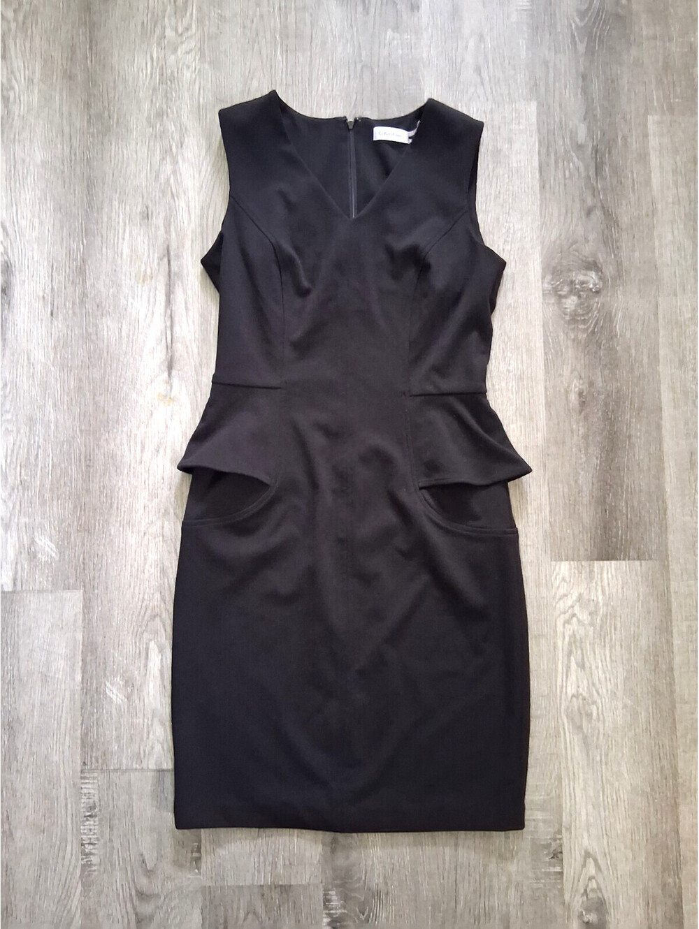 Calvin Klein Women's Size 6 Black Peplum Sheath Dress Work Office Cocktail LBD